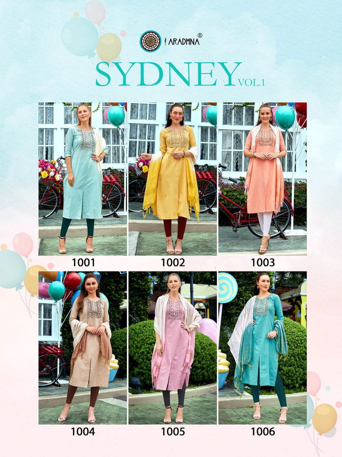 Aradhna Sydney Vol 1 Wholesale Cotton Kurtis With Dupatta Catalog